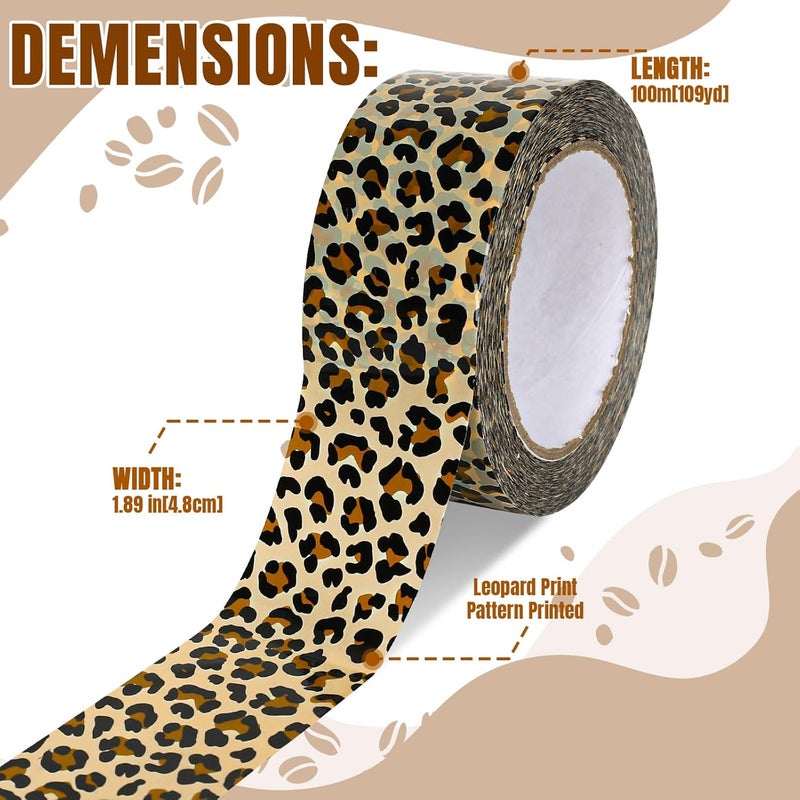 Whaline Leopard Print Packing Tape Spotted Leopard Pattern Tape Waterproof Shipping Tape for Small Business Gifts DIY Crafts Box Carton Decorations - Image 2